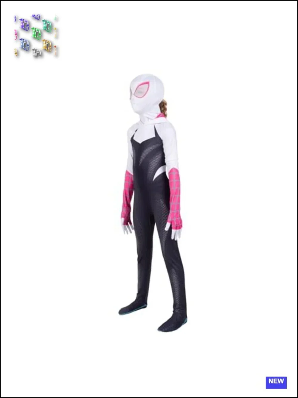 Marvel Spider-Gwen Zentai Costume Hooded Spandex Jumpsuit with Mask Youth